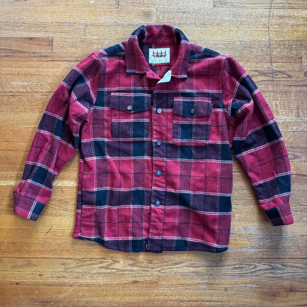 Maker's Mark Red‎ Black Plaid Wool Blend Flannel Shirt Mens Medium